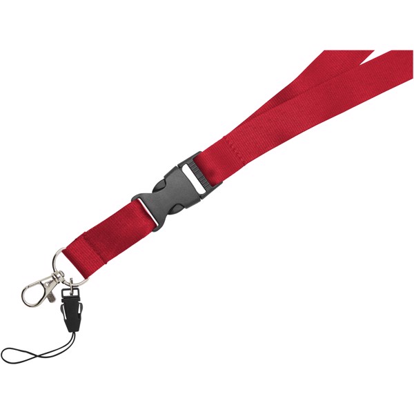 Lanyard con hebilla separable y enganche para móvil "Sagan" - Rojo