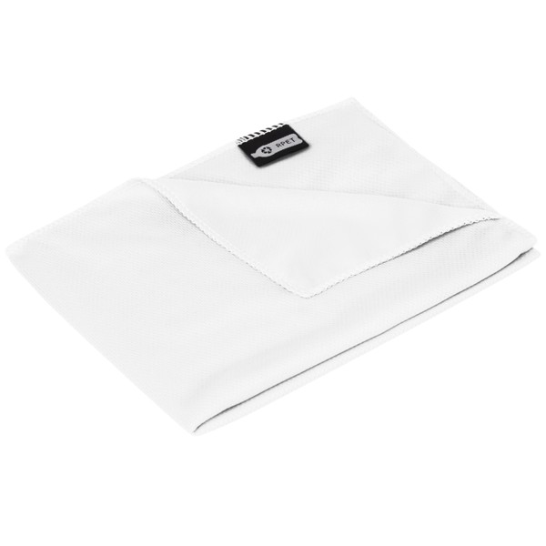 Raquel sportovní recyklovaný PET chladicí ručník v kapsičce - Bílá