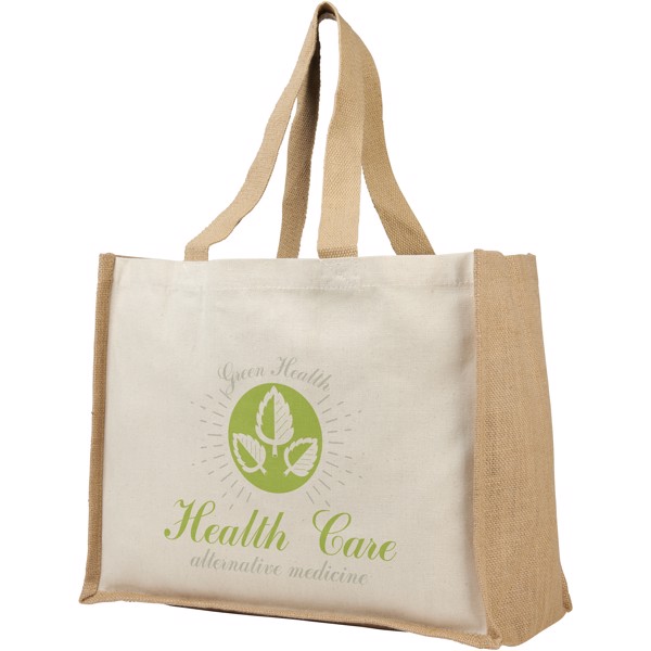 Varai 320 g/m² canvas and jute shopping tote bag 23L - Natural / Natural