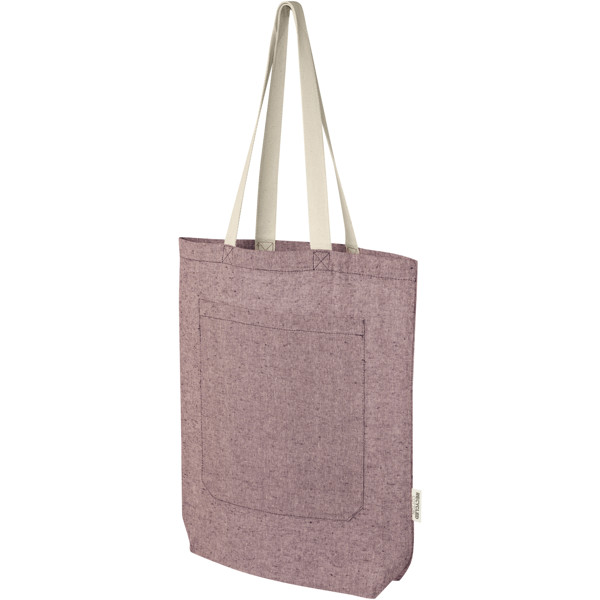 Pheebs 150 g/m² recycled cotton tote bag with front pocket 9L - Heather Maroon