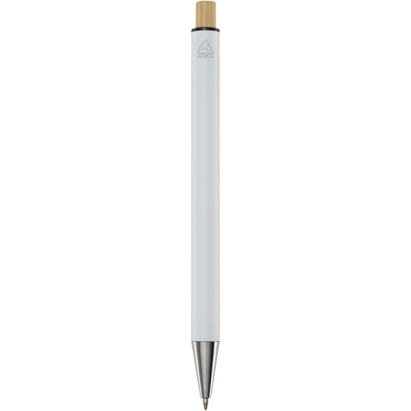 Cyrus recycled aluminium ballpoint pen (black ink) - White
