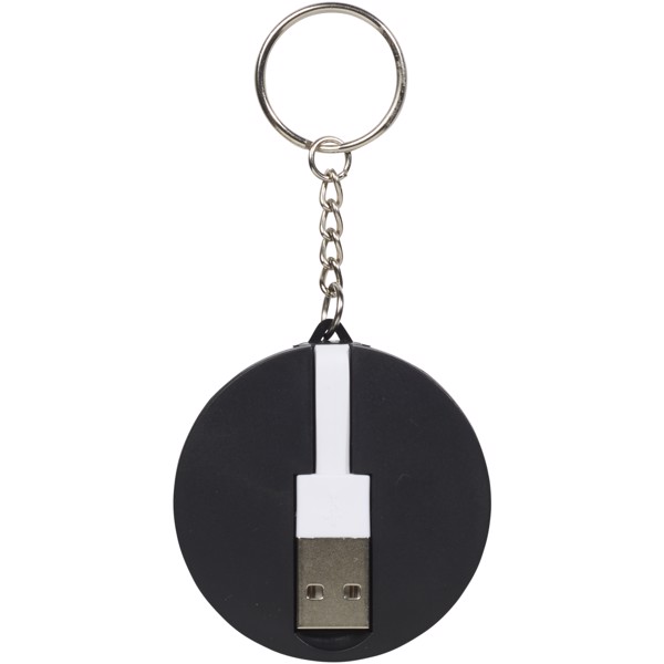 Wrap-around 3-in-1 charging cable with keychain - Solid black