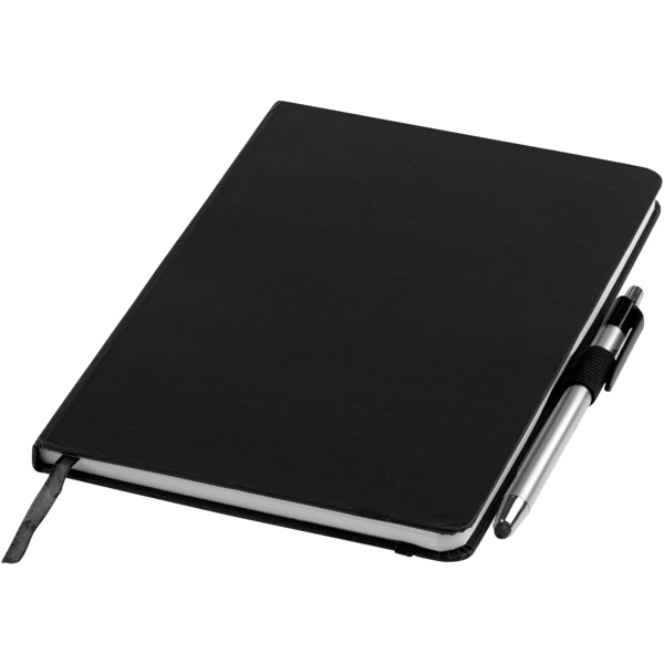 Libreta A5 y bolígrafo stylus "Crown" - Negro intenso