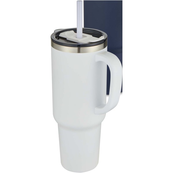 Sydney 1200 ml double wall RCS certified copper vacuum insulated tumbler with straw - Red