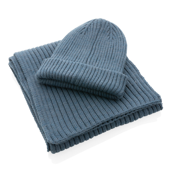 Impact AWARE™  Polylana® double knitted beanie - Sage Blue