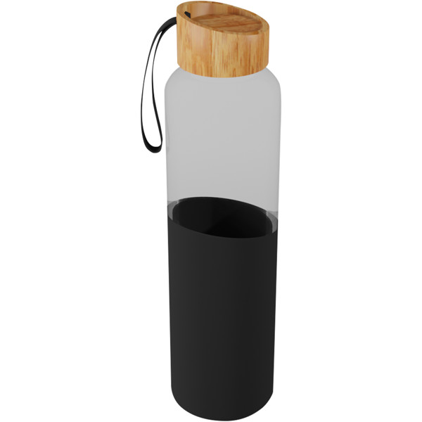 SCX.design D21 550 ml borosilicate glass bottle with recycled silicone sleeve and bamboo lid