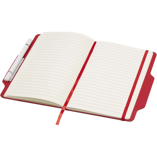 Nexus A5 hard cover notebook with pen and pencil combo (black ink) - Red