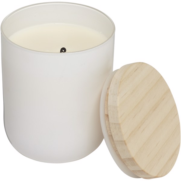 Lani candle with wooden lid - White