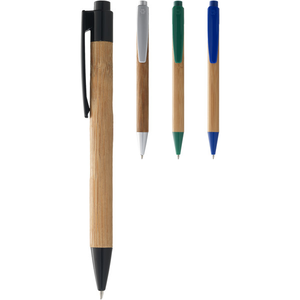 Borneo bamboo ballpoint pen (black ink) - Natural / Silver