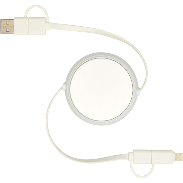 Alasia 5-in-1 100 cm recycled plastic and aluminium retractable data sync and 45W fast charge cable - Silver