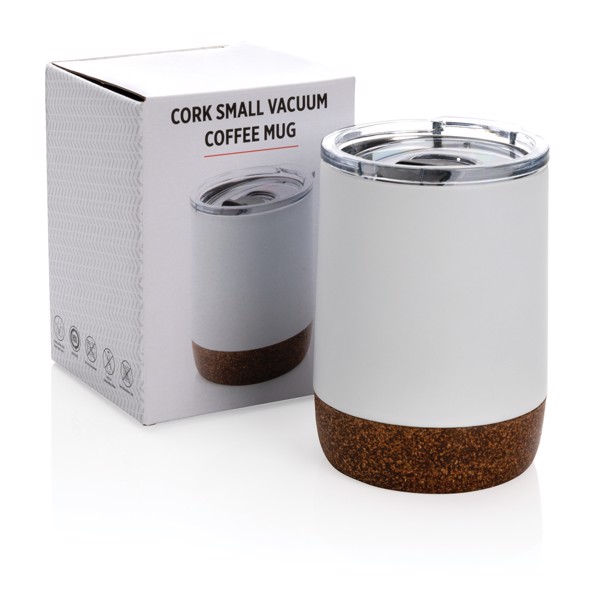 Cork small vacuum coffee mug - White