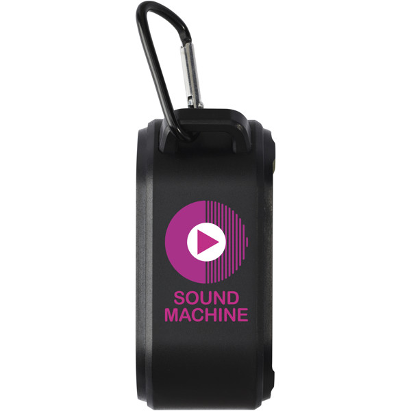 Solo 3W IPX5 RCS recycled plastic solar Bluetooth® speaker with carabiner