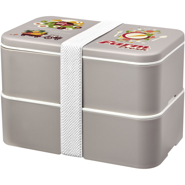 MIYO Renew 700+700 ml double layer lunch box - Pebble Grey / Pebble Grey / White