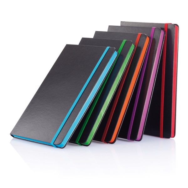 Deluxe hardcover A5 notebook with coloured side - Purple / Black