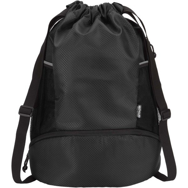 Nomad GRS recycled sports drawstring bag with bottom compartment 18L - Black