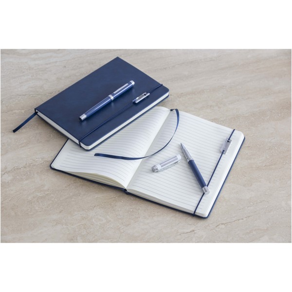 Legato Elegance A5 hard cover notebook and rollerball pen set - White / White