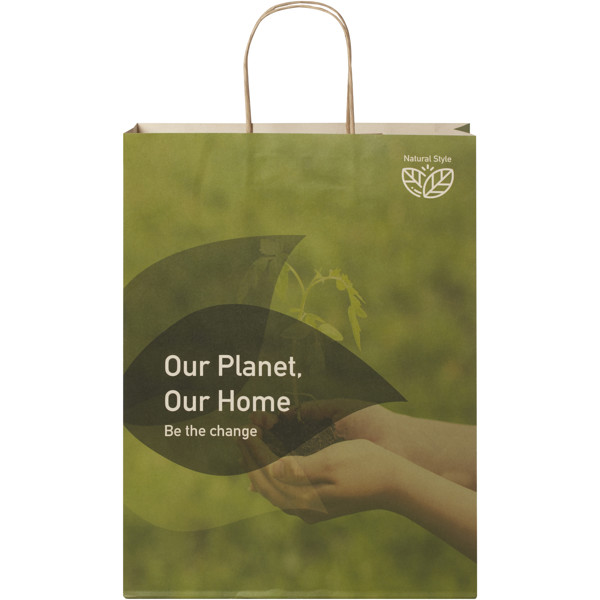 Agricultural waste 150 g/m2 paper bag with twisted handles - 31 x 12 x 41 cm