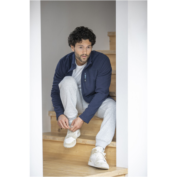 Amber men's GRS recycled full zip fleece jacket - White / XL