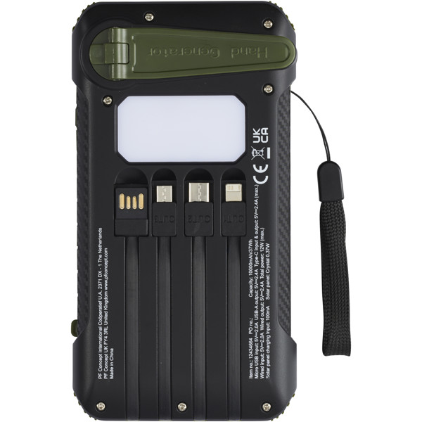 Soldy 10.000 mAh RCS recycled plastic solar dynamo power bank
