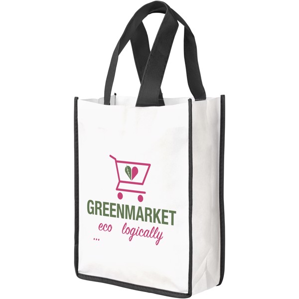 Contrast small non-woven shopping tote bag - White / Solid black