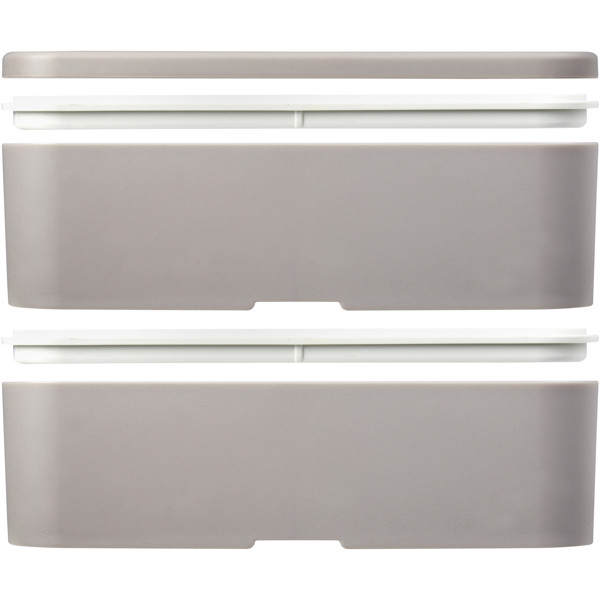 MIYO Renew 700+700 ml double layer lunch box - Pebble Grey / Pebble Grey / White