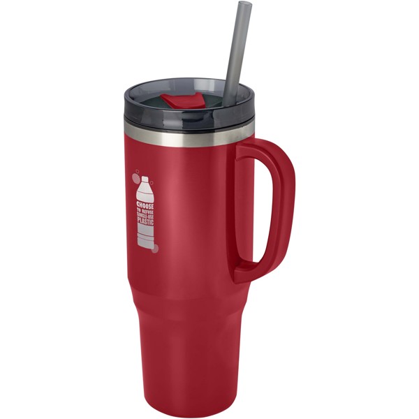 Melbourne 1200 ml RCS certified insulated tumbler with straw - Red