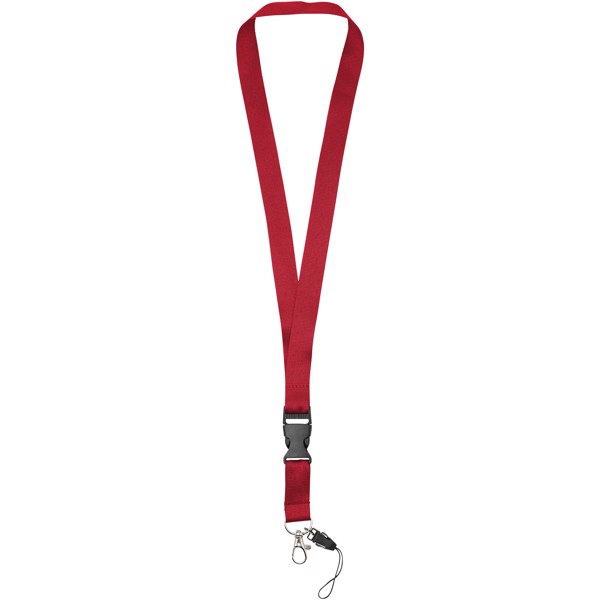 Lanyard con hebilla separable y enganche para móvil "Sagan" - Rojo