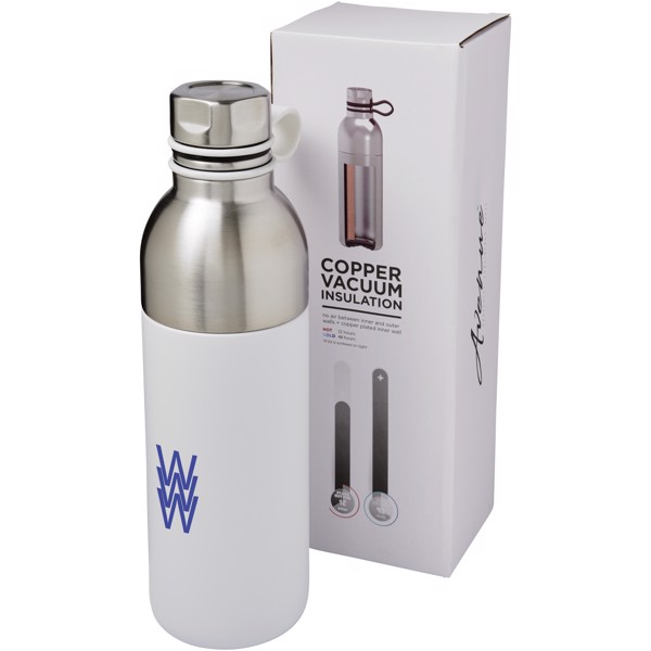 Koln 590 ml copper vacuum insulated sport bottle - White