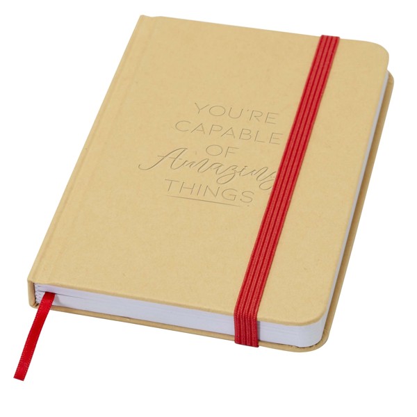 Reed A6 recycled hard cover notebook with plain pages - Red