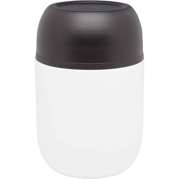 Supo 480 ml double-walled recycled stainless steel lunch pot with foldable spoon - White