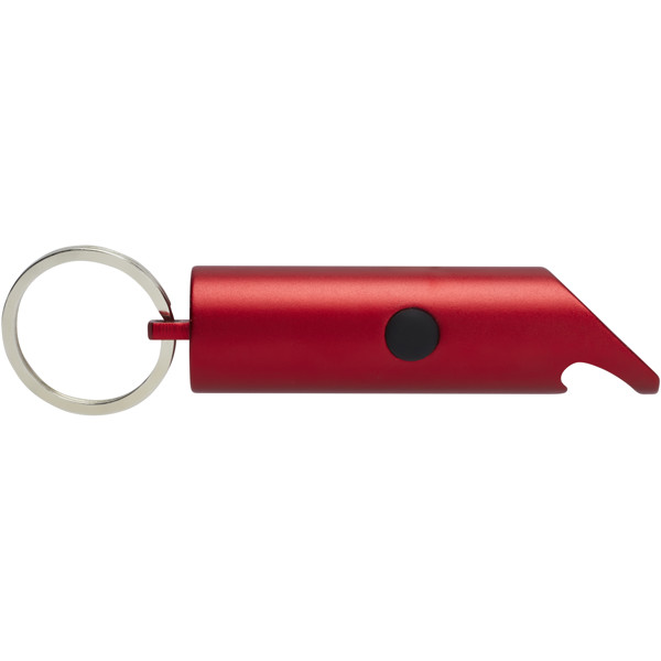 Flare RCS recycled aluminium IPX LED light and bottle opener with keychain - Red