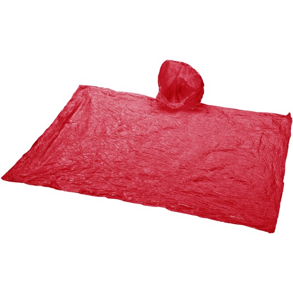 Poncho impermeable plegable en una bola-llavero "Xina" - Rojo