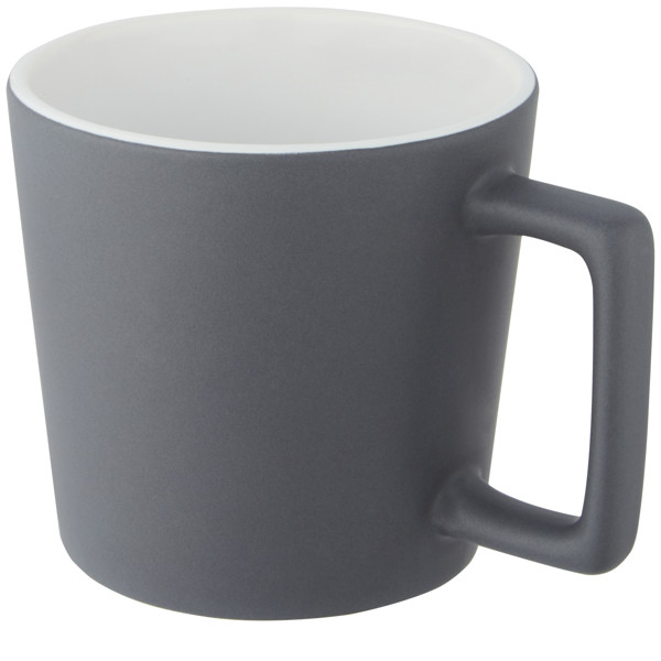 Cali 370 ml ceramic mug with matt finish - White / Matted Grey
