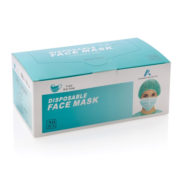 50 PCS. 3-ply disposable mask incl. customised sleeve