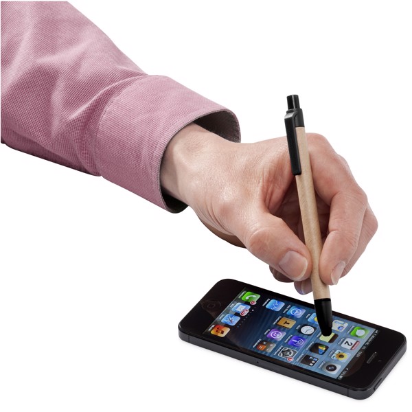 Planet recycled stylus ballpoint pen - Natural / Solid black