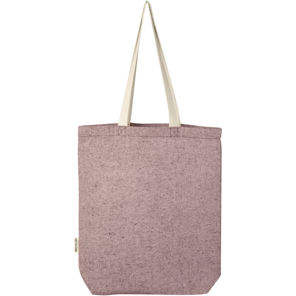 Pheebs 150 g/m² recycled cotton tote bag with front pocket 9L - Heather Maroon