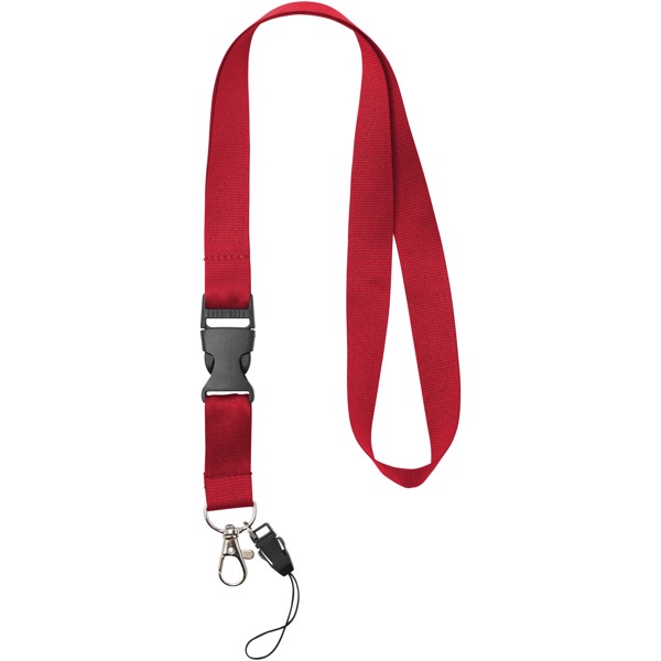 Lanyard con hebilla separable y enganche para móvil "Sagan" - Rojo