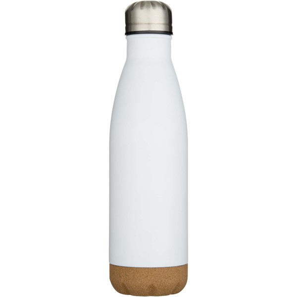 Cove 500 ml double wall vacuum insulated stainless steel water bottle with cork details - White
