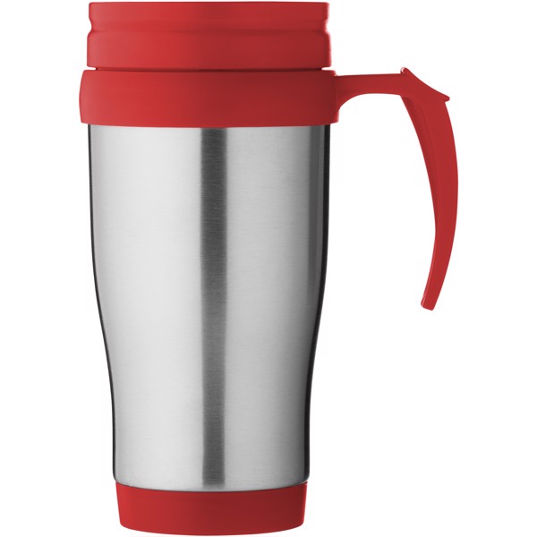 Taza isotérmica de 400 ml "Sanibel" - Plateado / Rojo