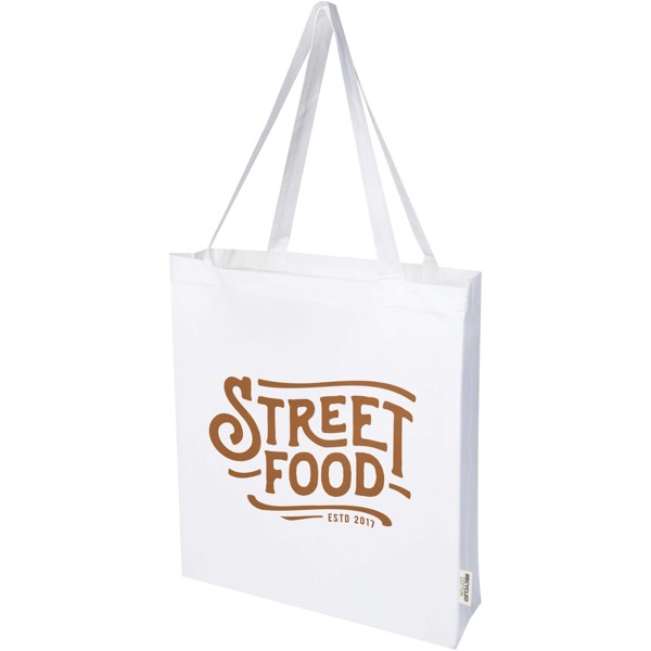 Madras 140 g/m² GRS recycled cotton gusset tote bag 12L - White
