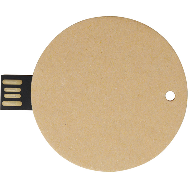 Round recycled paper USB 2.0 - Kraft Brown / 1GB
