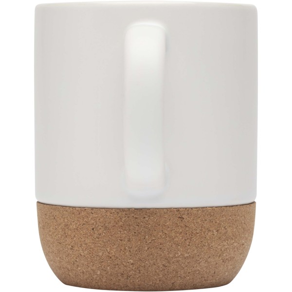 Billie 300 ml ceramic mug with cork details and matt finish - White