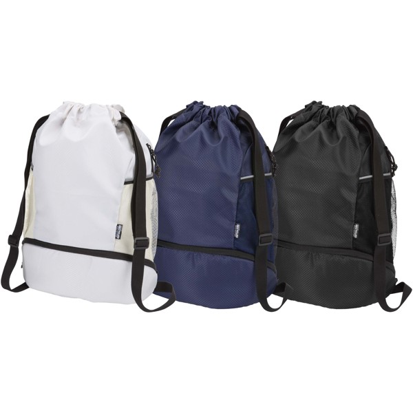 Nomad GRS recycled sports drawstring bag with bottom compartment 18L - Black