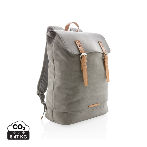 Canvas laptop backpack PVC free - Grey