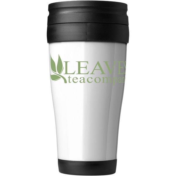 Daytona 400 ml insulated mug - White / Solid black