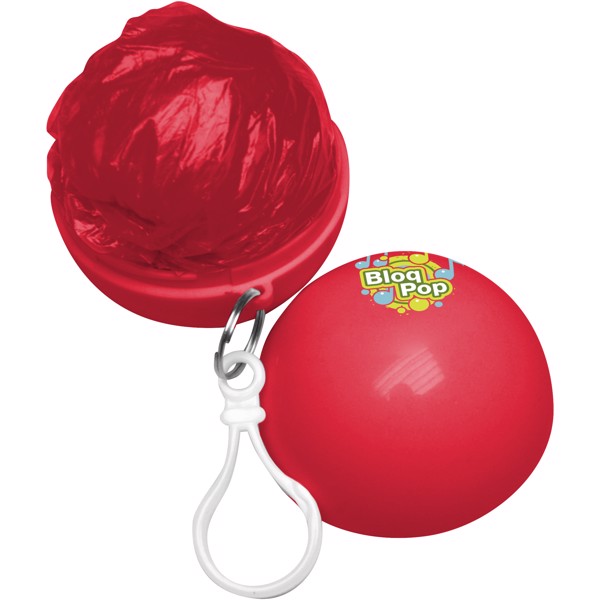 Poncho impermeable plegable en una bola-llavero "Xina" - Rojo