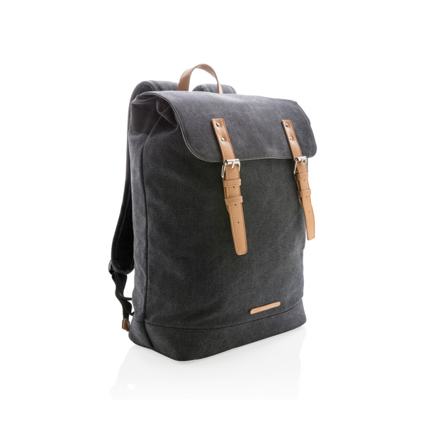Canvas laptop backpack PVC free - Black