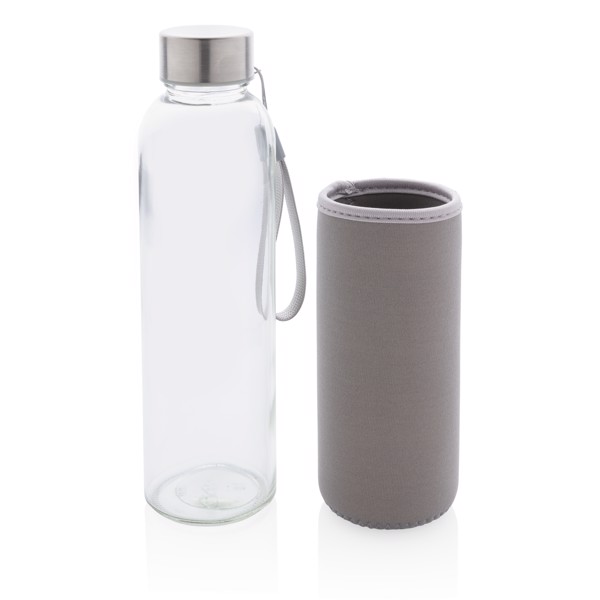 Glass bottle with neoprene sleeve - Grey