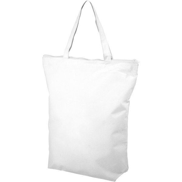 Bolsa Tote no tejida con cremallera y asa corta "Privy" - Blanco