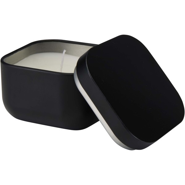 Tindra square tin candle with vanilla aroma - Solid Black